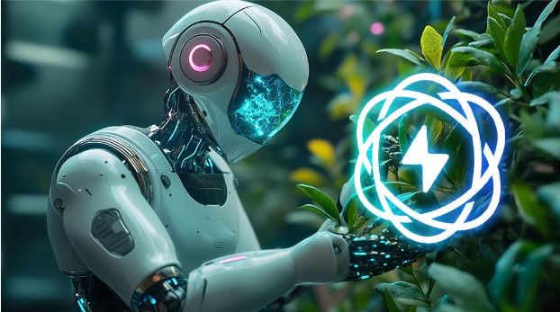 robot with the plants